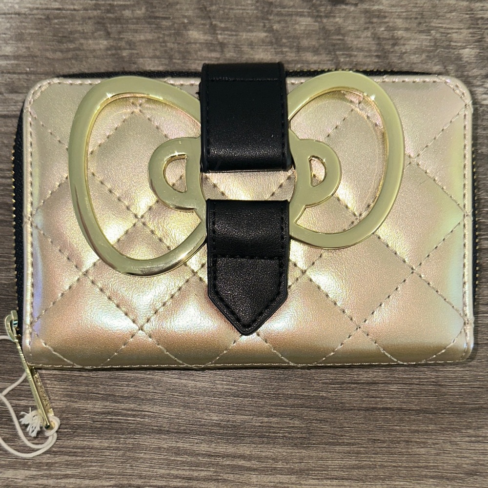 Loungefly Hello Kitty Gold Quilted Wallet with Bow Detail
